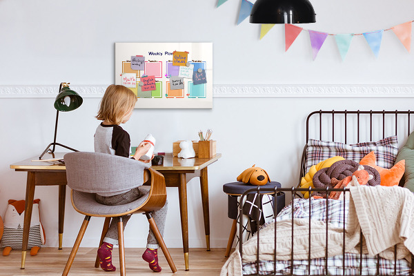 Magnetic dry erase board Weekly planner with space for photos