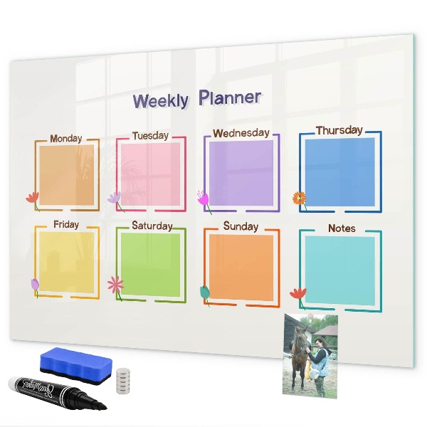 Magnetic dry erase board Weekly planner with space for photos