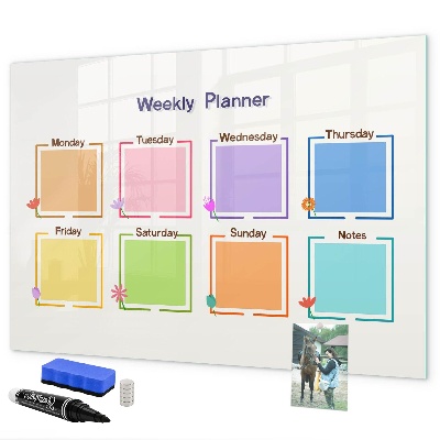 Magnetic dry erase board Weekly planner with space for photos