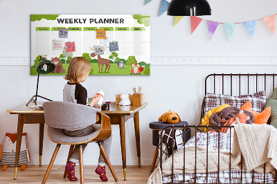 Dry erase board magnetic Weekly planner with a forest theme