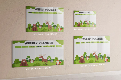 Dry erase board magnetic Weekly planner with a forest theme
