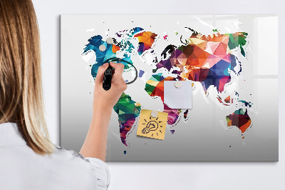 Dry erase board magnetic Colorful world map with photos