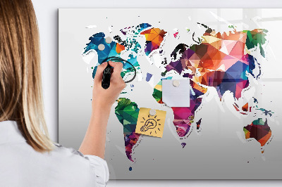 Dry erase board magnetic Colorful world map with photos
