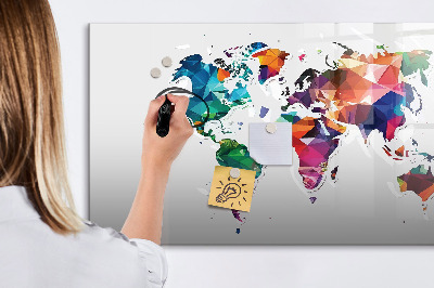 Dry erase board magnetic Colorful world map with photos