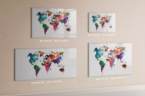 Dry erase board magnetic Colorful world map with photos