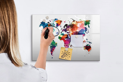 Dry erase board magnetic Colorful world map with photos