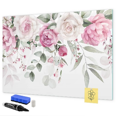 Magnetic dry erase board Floral panel for photos and notes