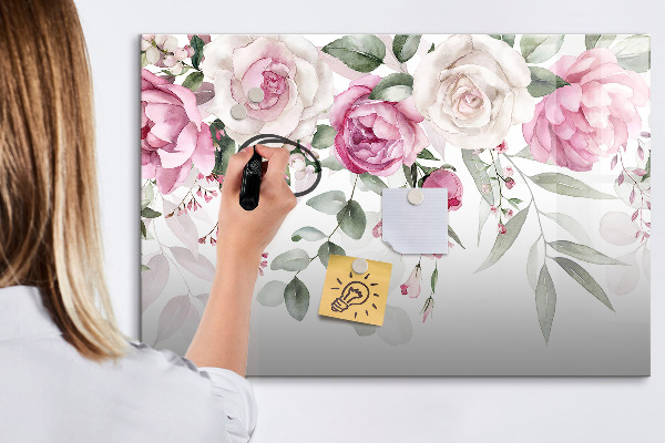 Magnetic dry erase board Floral panel for photos and notes