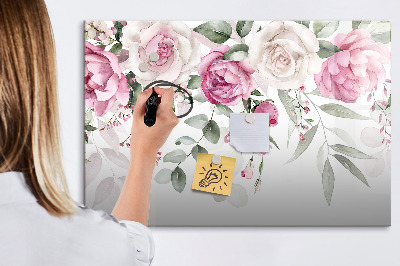 Magnetic dry erase board Floral panel for photos and notes