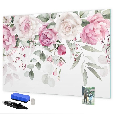 Magnetic dry erase board Floral panel for photos and notes