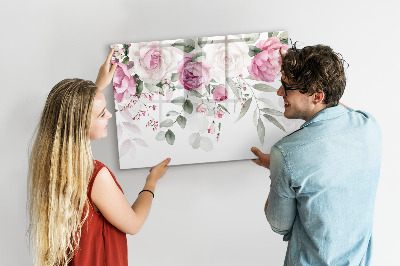 Magnetic dry erase board Floral panel for photos and notes