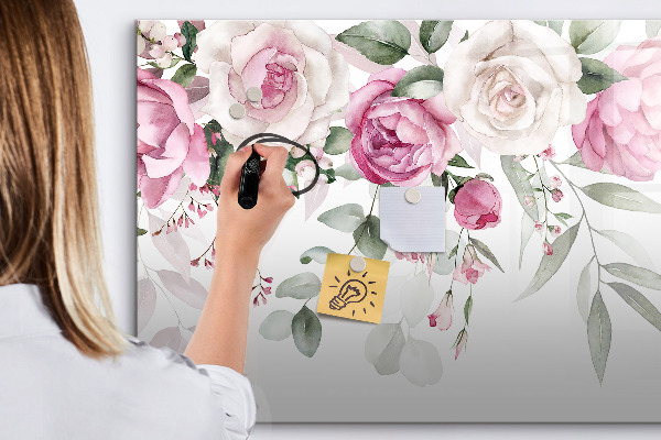 Magnetic dry erase board Floral panel for photos and notes