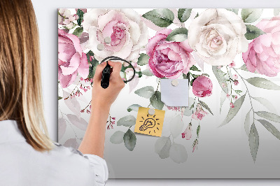 Magnetic dry erase board Floral panel for photos and notes