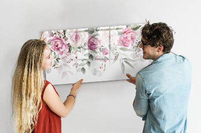Magnetic dry erase board Floral panel for photos and notes