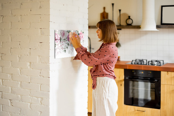 Magnetic dry erase board Floral panel for photos and notes