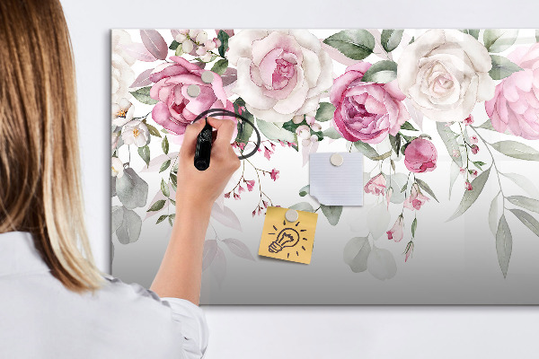 Magnetic dry erase board Floral panel for photos and notes