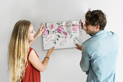 Magnetic dry erase board Floral panel for photos and notes