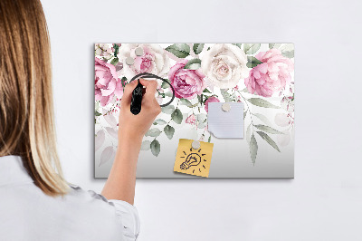 Magnetic dry erase board Floral panel for photos and notes
