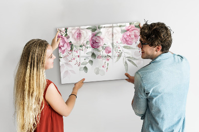 Magnetic dry erase board Floral panel for photos and notes
