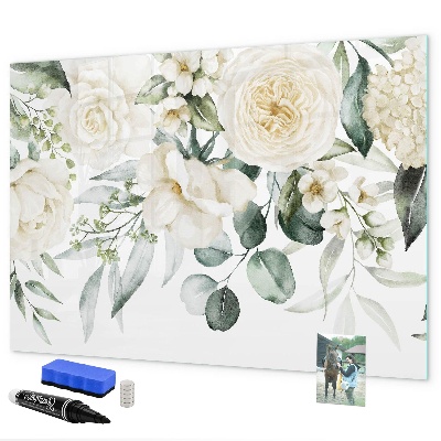 Magnetic dry erase board Floral motif with space for photos