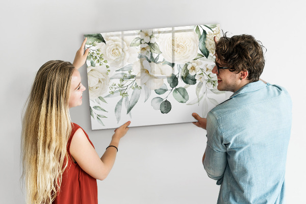 Magnetic dry erase board Floral motif with space for photos
