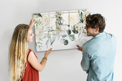 Magnetic dry erase board Floral motif with space for photos
