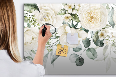 Magnetic dry erase board Floral motif with space for photos