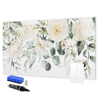 Magnetic dry erase board Floral motif with space for photos