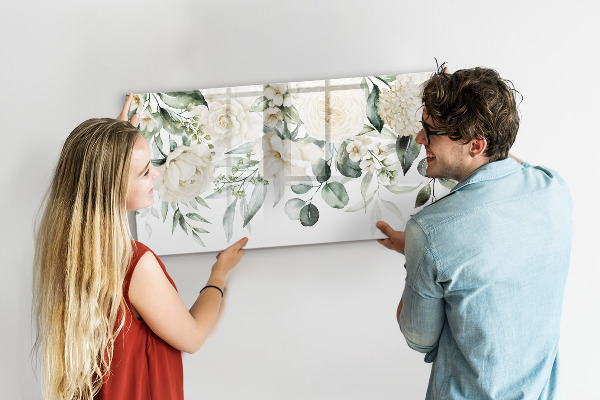Magnetic dry erase board Floral motif with space for photos