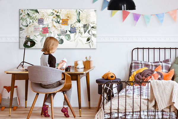 Magnetic dry erase board Floral motif with space for photos