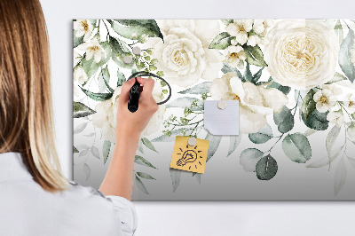 Magnetic dry erase board Floral motif with space for photos