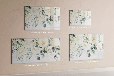 Magnetic dry erase board Floral motif with space for photos