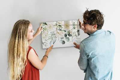 Magnetic dry erase board Floral motif with space for photos