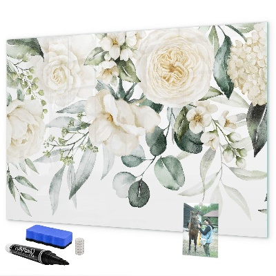 Magnetic dry erase board Floral motif with space for photos