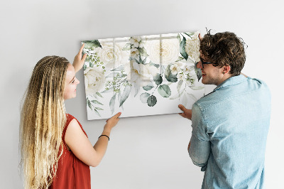 Magnetic dry erase board Floral motif with space for photos