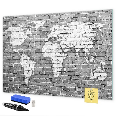 Dry erase board magnetic World map with photo locations