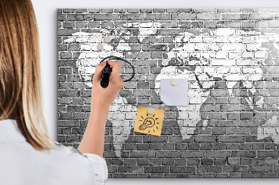 Dry erase board magnetic World map with photo locations