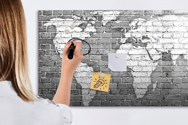 Dry erase board magnetic World map with photo locations