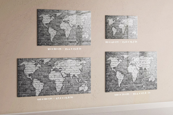 Dry erase board magnetic World map with photo locations