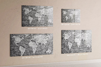 Dry erase board magnetic World map with photo locations