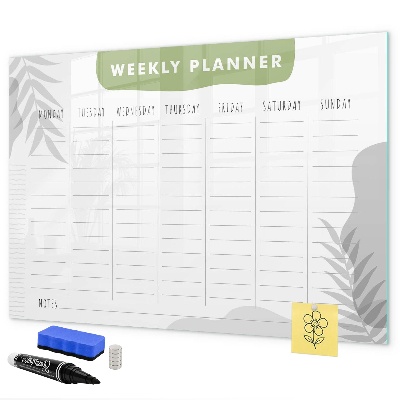 Dry erase board magnetic Weekly planner with space for photos