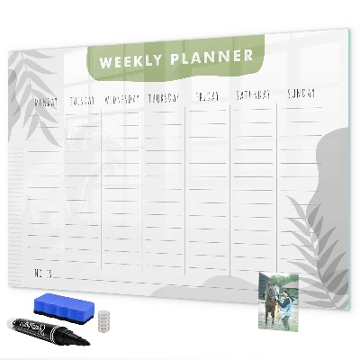 Dry erase board magnetic Weekly planner with space for photos