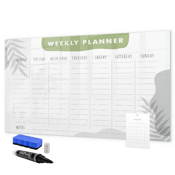 Dry erase board magnetic Weekly planner with space for photos