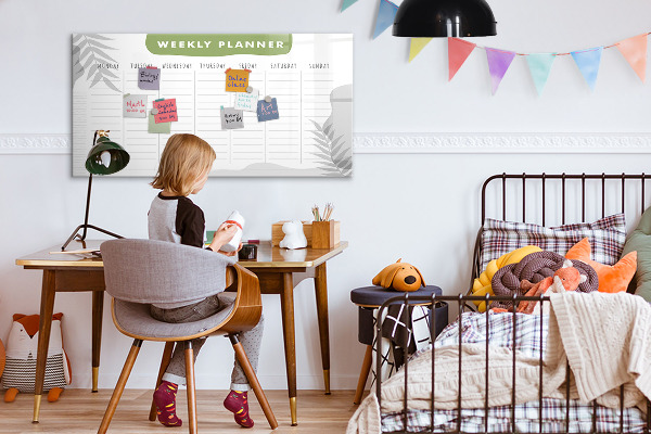 Dry erase board magnetic Weekly planner with space for photos