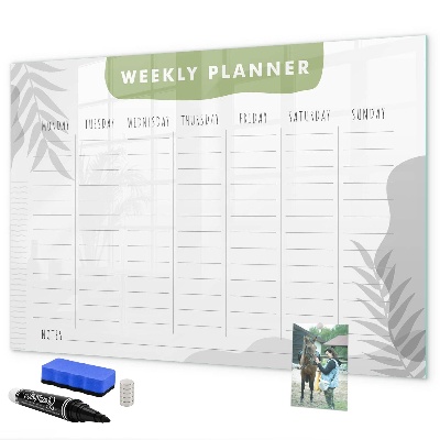 Dry erase board magnetic Weekly planner with space for photos