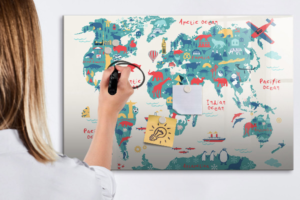 Magnetic dry erase board Interactive world map with magnets