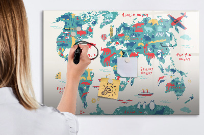 Magnetic dry erase board Interactive world map with magnets