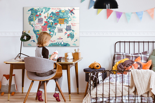 Magnetic dry erase board Interactive world map with magnets