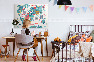 Magnetic dry erase board Interactive world map with magnets