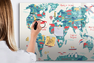 Magnetic dry erase board Interactive world map with magnets